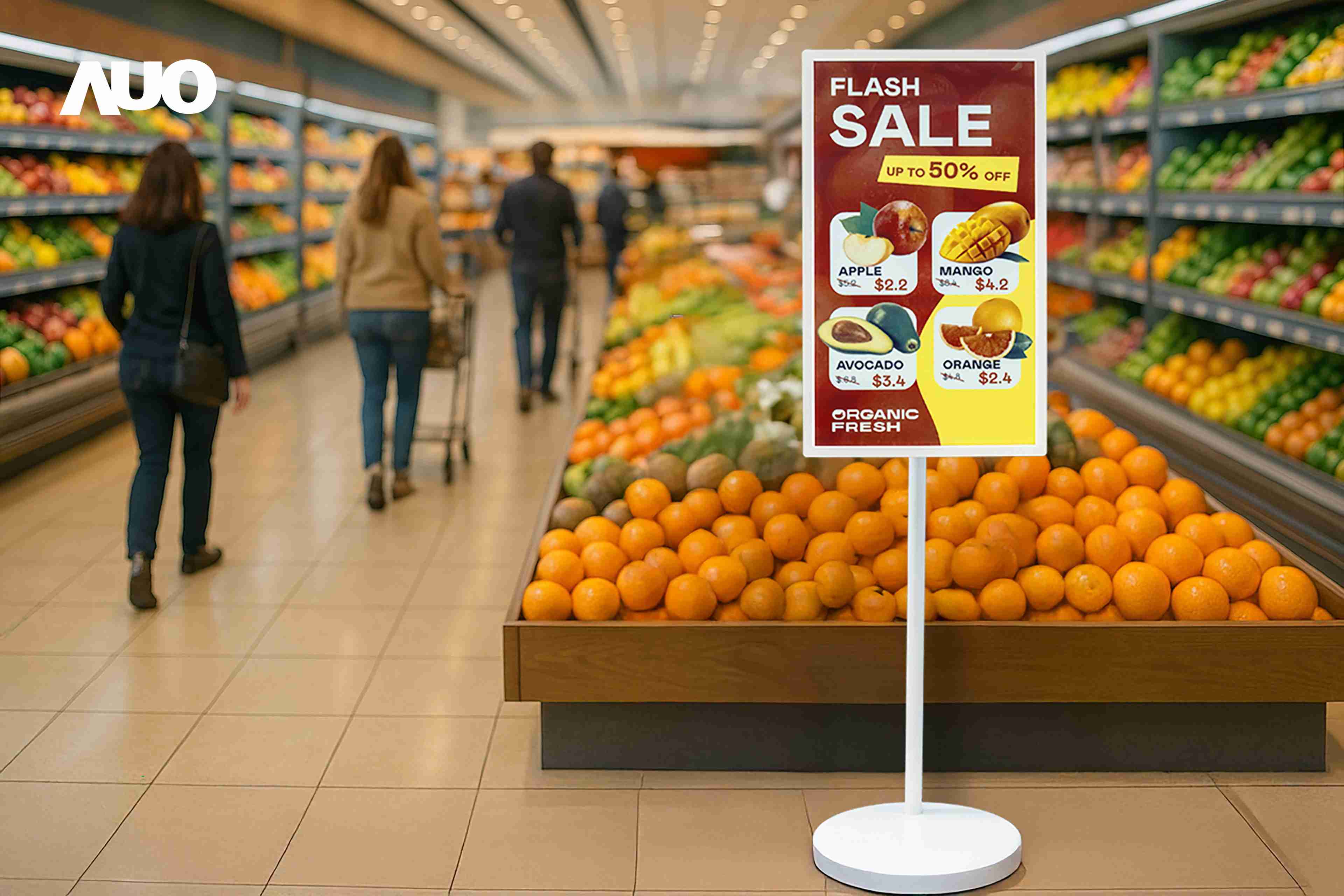 达擎首亮相低功耗、、、、全彩的〝aecoPost电子纸解决方案〞，，，仅在更新画面时需要微量的电力驱动，，，无需布建电线的便捷设计，，，使其可灵活应用、、、随意置放，，并可透过云端或行动装置app，，，，轻松管理及排程广告内容，，，，晋升店头营销利器。。。。