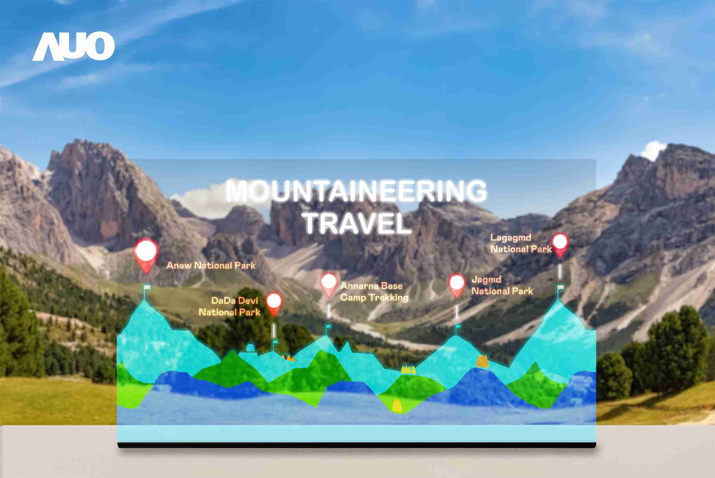 2121非凡展示全球单片尺寸最大(*)42吋透明Micro LED显示器拼接而成的〝64吋透明Micro LED显示器〞，，，具备高透明度、、、、1,000 nits高亮度、、广色域、、采用三边无边框的无缝拼接等多重特色，，，，呈现超高清、、、、细腻画质而不遮挡后方视觉，，满足层峰需求，，，，可广泛运用于零售、、、、艺术展览或商业空间等场域